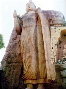  ??  ?? The Avukana Buddha statue and inset, the Bamiyan Buddha statue