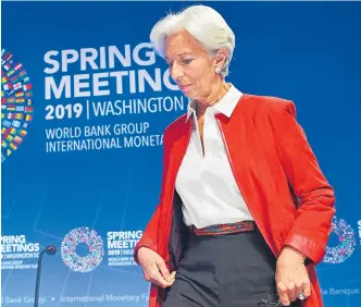  ?? AFP ?? Christine Lagarde se retiró del FMI mientras que se define su nominación para el BCE.