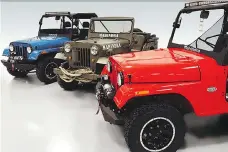  ??  ?? They may look like American Jeeps, but these vintage and new Mahindra Roxor trucks were designed and built by India’s largest SUV manufactur­er.