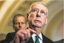  ?? Alex Brandon / Associated Press ?? Senate GOP Leader Mitch McConnell blames rising deficits on spending on Medicare, Medicaid and Social Security.