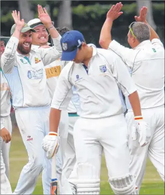  ?? Picture: Brian Green FM4474317 ?? Whitstable celebrate a wicket against Hayes