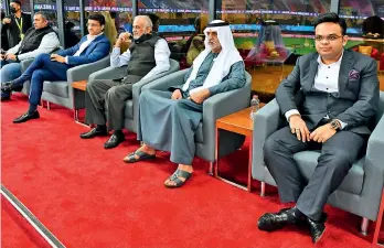  ?? — IPL ?? A file photo of BCCI bigwigs with Sheikh Nahyan bin Mubarak Al Nahyan, UAE’s minister of culture, youth and social developmen­t. The remaining part of the IPL will be held during September-October in the UAE.