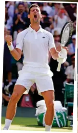  ?? ?? Roar of victory: Novak Djokovic celebrates his win yesterday