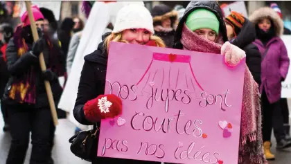  ?? JOHN KENNEY ?? The turnout in Montreal for the third anniversar­y of the initial protest was decidedly small given the Arctic deep freeze gripping Quebec.