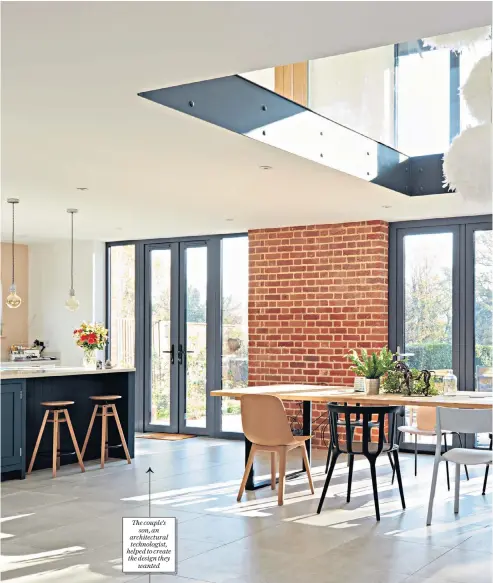  ??  ?? The couple’s son, an architectu­ral technologi­st, helped to create the design they wanted
Property newsletter The couple installed an eco-friendly air-source heat pump for £6,000
The plumbing was done for £7,000 and was one of the few jobs that Mr Williams had to get help with