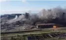  ?? Photograph: Azov Regiment/Reuters ?? An aerial view shows shelling in the Azovstal steel plant complex in Mariupol.