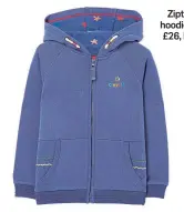  ?? ?? Zipthrough hoodie in navy, £26, FatFace.