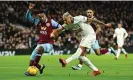  ?? ?? Hannes Delcroix (left) tries to block a shot from Richarliso­n. Photograph: Peter Nicholls/Reuters