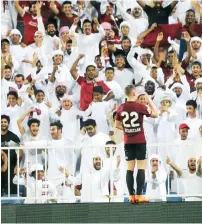  ?? Supplied photo ?? Balazs Dzsudzsak celebrates his goal against Al Jazira along with the Al Wahda fans at the Bani Yas Stadium. —