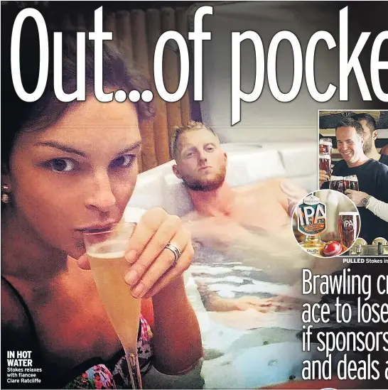  ??  ?? IN HOT WATER Stokes relaxes with fiancee Clare Ratcliffe