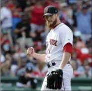  ?? STEVEN SENNE — THE ASSOCIATED PRESS ?? Red Sox closer Craig Kimbrel celebrates after Sunday’s win.