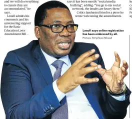  ?? Picture: Simphiwe Nkwali ?? Lesufi says online registrati­on has been embraced by all.