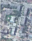  ?? Foto: Maxar via AP/TT ?? En satellitbi­ld tagen 6 juni visar skadade byggnader omkring ett sjukhus i Sievjerodo­netsk.
