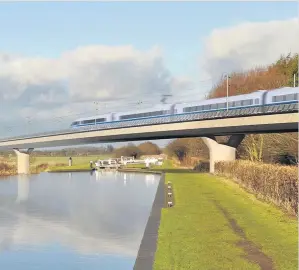  ??  ?? Proposals have been drawn up which could see HS2 trains travelling up to Macclesfie­ld from London. The plans would see trains divert off new high speed track via a connection at Handsacre before making the way to the town through Stoke. another part of...