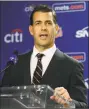  ?? Frank Franklin II / Associated Press ?? New Mets general manager Brodie Van Wagenen speaks at an introducto­ry news conference Tuesday in New York.