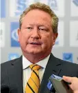  ??  ?? Andrew Forrest’s actions come after his beloved Western Force were cut from Super Rugby.