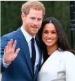  ??  ?? Britain’s Prince Harry and his fiancée Meghan Markle