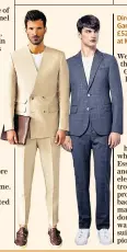  ??  ?? Directiona­lDir new suit at Gandhum,Gan £825; and jacket, £52525, and trousers, £225, at MEHM+M