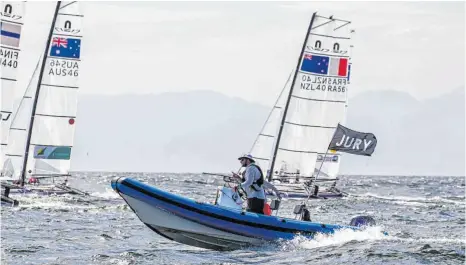  ?? FOTO: WORLD SAILING ?? Bereits im vergangene­n Jahr war Heiko Falch beim vorolympis­chen Testwettka­mpf „Ready Steady Tokyo“vor Enoshima im Einsatz.