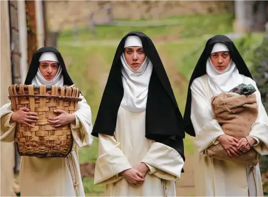  ?? Bow and Arrow Entertainm­ent ?? Kate Micucci, from left, Alison Brie and Aubrey Plaza star in “The Little Hours.”