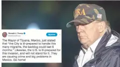  ??  ?? Ataca. Trump volvió a enfocar sus baterías en contra de los migrantes.