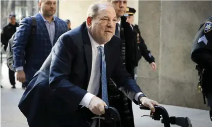  ?? Photograph: John Minchillo/AP ?? Harvey Weinstein arrives at a Manhattan courthouse in New York, on 24 February 2020.