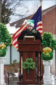  ?? SUBMITTED PHOTO ?? Conshohock­en Mayor Yaniv Aronson speaking at 2019 St. Patrick’s Parade.
