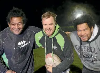  ?? PHOTO: JOHN BISSET/ STUFF ?? Celtic are shooting for their ninth consecutiv­e title. (From left) Matt Fetu, captain Nick Strachan and Kali Latu have been their from the start.