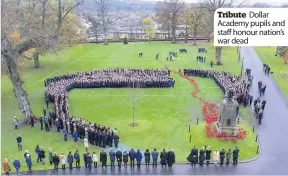  ??  ?? Tribute Dollar Academy pupils and staff honour nation’s war dead