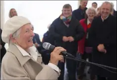  ??  ?? Elezibeth Berney, daughter of Min Ryan, speaking at the sod turning ceremony.