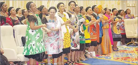  ?? (Pic: Mhlonishwa Motsa) ?? Emakhosika­ti enjoying praise and worship during the 2023 National Prayer Service, hosted by His Majesty King Mswati III, to mark the beginning of the year.