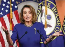  ?? Mark Wilson / Getty Images ?? House Speaker Nancy Pelosi’s measured approach is playing out as she signals that she’s open to vehicle barriers on the border.