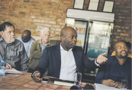  ?? Picture: Jacques Nelles ?? CONCERNED. Mayor of Tshwane Solly Msimanga speaks to members of the Waltloo and Silverton Industrial Forum about their concerns in Pretoria yesterday.