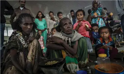  ??  ?? Refugees in Mekele, in the Tigray region of northern Ethiopia: ‘A great weight of evidence suggests hunger is being used as a weapon of war.’ Photograph: Ben Curtis/AP