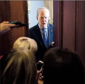  ?? AP/CAROLYN KASTER ?? “This is a high-wire act — the whole thing,” Senate Majority Whip John Cornyn said of efforts to rewrite the health care law, during a meeting with reporters Wednesday outside his Capitol Hill office.