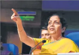  ?? MINT ?? The Union finance minister Nirmala Sitharaman said that between April 2019 and January 2020, GST n revenue crossed ₹1 lakh crore six times, pointing to increased economic activity.