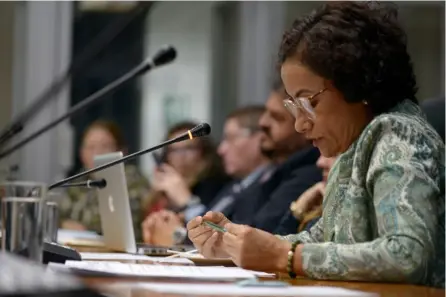  ?? Jose diaz ?? La semana pasada se dictaminó en el Congreso un plan de reforma a la ley del Conesup para que la entidad aumente su capacidad de fiscalizac­ión. En la foto, la diputada Yorleny León.