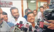  ?? PTI ?? Pragatishe­el Samajwadi Party (Lohia) president Shivpal Singh Yadav talks to the media as he comes out after meeting chief minister Yogi Adityanath, in Lucknow on Thursday.