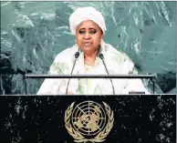  ?? PICTURE: REUTERS ?? Gambia’s Vice-President Isatou Njie Saidy addressing the UN General Assembly in New York.