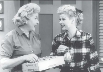  ?? DESILU STUDIOS ?? Vivian Vance, left, and Lucille Ball in I Love Lucy. TV critic David Bianculli discusses the show in his book The Platinum Age of Television.