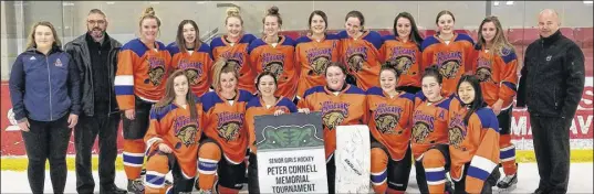  ?? SUBMITTED PHOTO ?? The Cobequid Cougars won the Peter Connell Memorial Tournament. The Cougars posted a 2-1 record in preliminar­y play and edged West Kings 2-1 in the  nal. Members of the winning team are, front row, from left, Shawndelle Fancy, Reagan Bouma, Holly Masters, Halle Faulkner, Annika Masters, Haley Spencer and Nin Boonyapako­rn; second row, coach Rhiannon Roy, coach Dale Miller, Avery Macleod, Maddie Phillips, Sarah Scammell, Mykaela Sherry, Emma Macmillan, Natalie Porter, Jenna Maclean and coach Scott Masters.