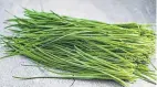  ?? ?? From top, snake beans love the heat; stir-fried water spinach (middle); and Chinese garlic chives.