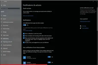  ??  ?? Windows 10’s notificati­ons options