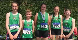  ??  ?? Cushinstow­n athletes Ella Barry, Loclainn Harris, Aoife Lenehan, Orlaith Quinn and Mollie White.