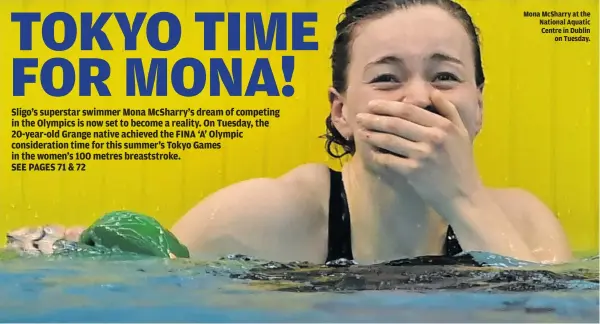  ??  ?? Mona McSharry at the National Aquatic Centre in Dublin on Tuesday.