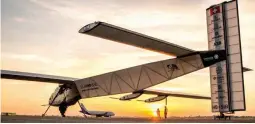  ??  ?? SOLAR IMPULSE 2 CONTINUES ROUND-THE-WORLD FLIGHT (EPA ) – A handout picture provided by Solar Impulse on March 18, 2015 shows the Swiss solar-powered plane Solar Impulse 2, HB-SIB, taking off with Swiss explorer Andre Borshberg on board for the third...