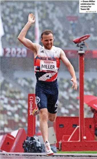  ?? Joe Toth/via AP ?? > Owen Miller celebrates his victory for Team GB