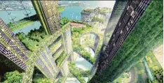  ?? Foto: WOHA ?? Ein Architektu­rentwurf für Singapur, Stadt der Zukunft: mit grüner Energie und vertikalen Gärten.