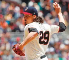  ?? Bay Area News Group/tns ?? San Francisco Giants’ starting pitcher Jeff Samardzija throws against the St. Louis Cardinals during the first inning of their game on Sunday.
