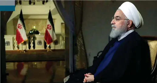  ?? ( Ap) ?? In diretta
Un momento del discorso del presidente Hassan Rouhani, 69 anni, trasmesso lunedì dalla television­e iraniana, alla vigilia dell’entrata in vigore delle sanzioni imposte a Teheran dagli Stati Uniti